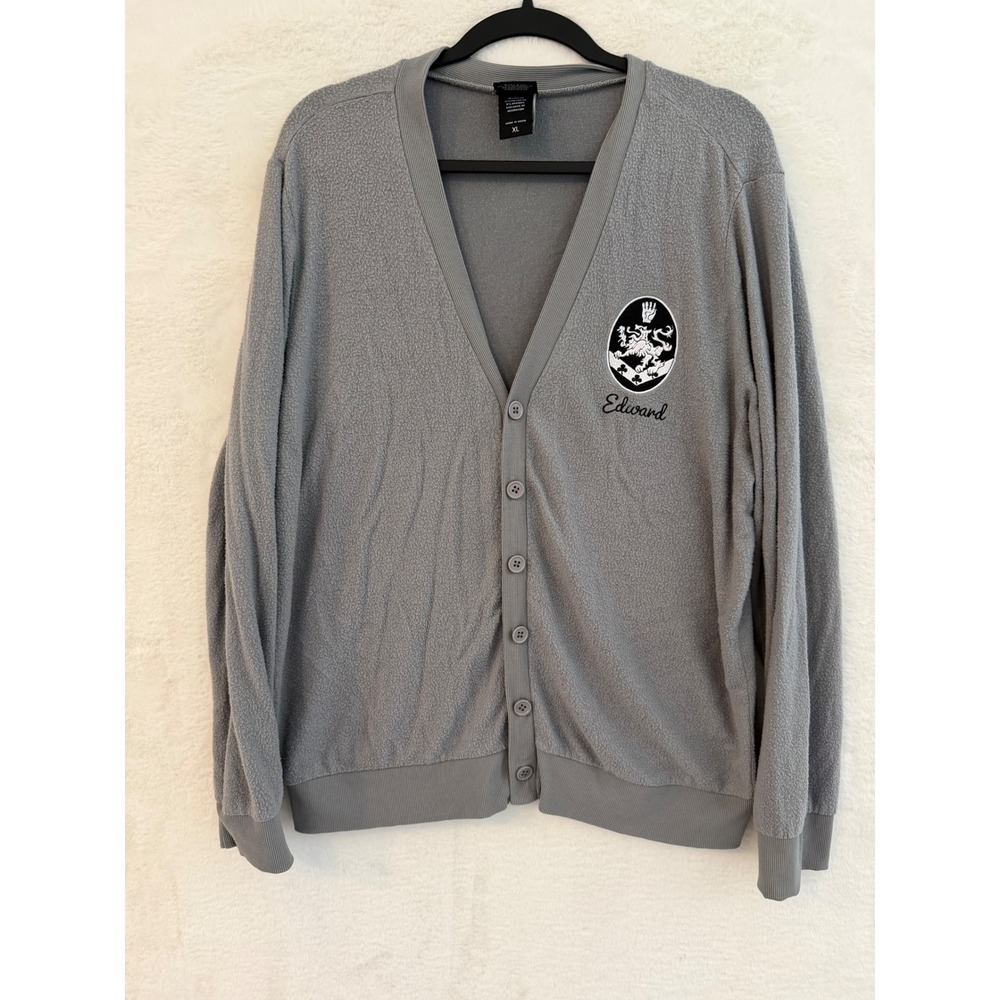 The Twilight Saga Edward Cullen Crest Cardigan Grey Button Up Sweater XL